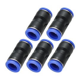 PATIKIL 16mm Push to Connect Fittings, 5Pcs Plastic Air Line Hose Fitting Quick Release Pneumatic Connectors Straight Union Two Way Coupler for Tube, Blue