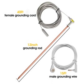 Grounding Rod with 2Pcs Ground Wire, Connects Your Body to the Earth, Great to Use with Earthing Sheet, Grounding Mat, Pillowcase, Pad