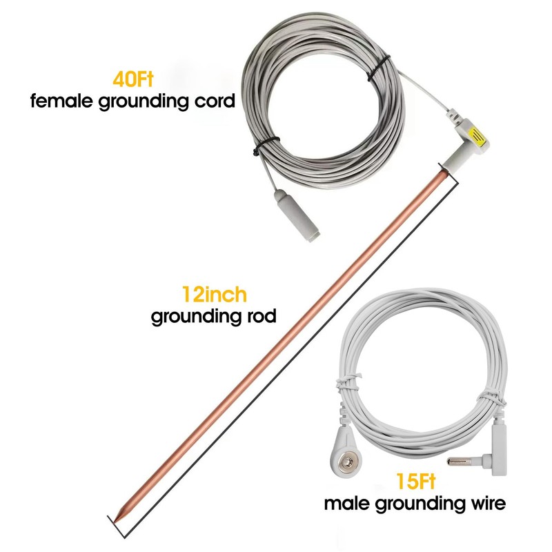 Grounding Rod with 2Pcs Ground Wire, Connects Your Body to