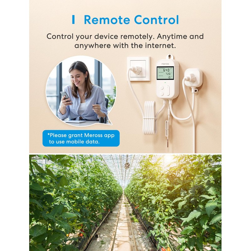meross Smart Temperature Controller 15A 1800W, Smart Wi-Fi Thermostat Controlled