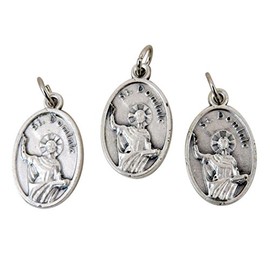 Religious Gifts Silver Toned Base Saint Dominic Patron of Astronomers Medal Pendant, Lot of 3, 1 Inch