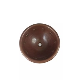 Soluna 17" Round Copper Bathroom Sink - Stars by SoLuna Cafe Natural Rolled Rim