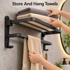 Matte Black 50CM Folding Towel Rack – Wall-Mounted Aluminum Towel