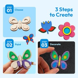 JOYIN - Kit de pintura de arte y manualidades con 12 imanes de madera para niños, decora tu propio regalo de pintura de Pascua, fiestas de cumpleaños y manualidades familiares, recuerdos, Juguete de Navidad