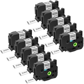 10 Pack HSe-251 Compatible for Brother p Touch Heat Shrink Tubing Heat Shrink Label HSe251 HS251 Heat Shrink Tube 23.6mm Black on White for PT-300 H500 E500 E550W D600 P700 P710BT P750W Label Maker