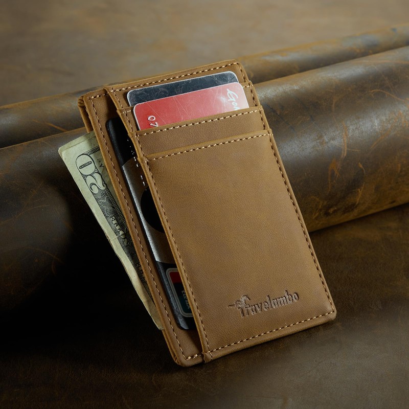 Travelambo Travelambo Slim Wallet Front Pocket Minimalist Leather RFID Blocking
