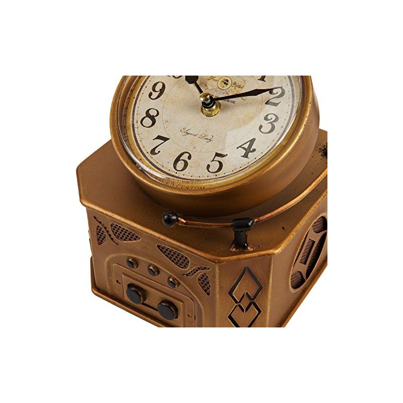 Hometime Metal Mantel Clock - Vintage Style Gramophone