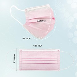Luesay 50PCS Disposable Pink Masks Individually Packed 3-Layer Protection Suitable for Adults Elderly and Children.