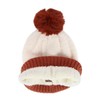 CTM Women's Two Tone Knit Winter Beanie Hat with Pom,