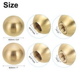 PATIKIL 20mm 25mm Ball Lamp Finials Caps Knob, 2pcs Solid Brass Lamp Shade Top Decoration Screw Cap Nuts with Brass Reducing Adapter for Table Floor Lamps
