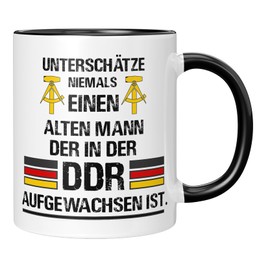 TassenTicker - DDR Tasse - Männer Geschenk - Geschenkidee - Ostdeutschland - Kaffeetasse mit Spruch - Ostalgie - Motiv - Geburtstagsgeschenk - Schwarz