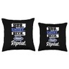 BBQ Grill Smoker Drinking Rub Smoke Beer Repeat Throw Pillow