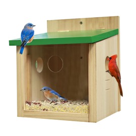 STARSWR Bird House Large Bluebird House Feeder Outdoor Mealworms Feeder for Bluebird with Viewing Window,with Easy Clean Removable Door Outside Hanging Birdhouses