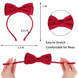 YARIEW Red Hair Bow Headbands for Women, Red Headband with Big Red Bow, Soft Velvet Bow Headband, Hair Accessories for Girls Birthday Party and Cosplay Costume