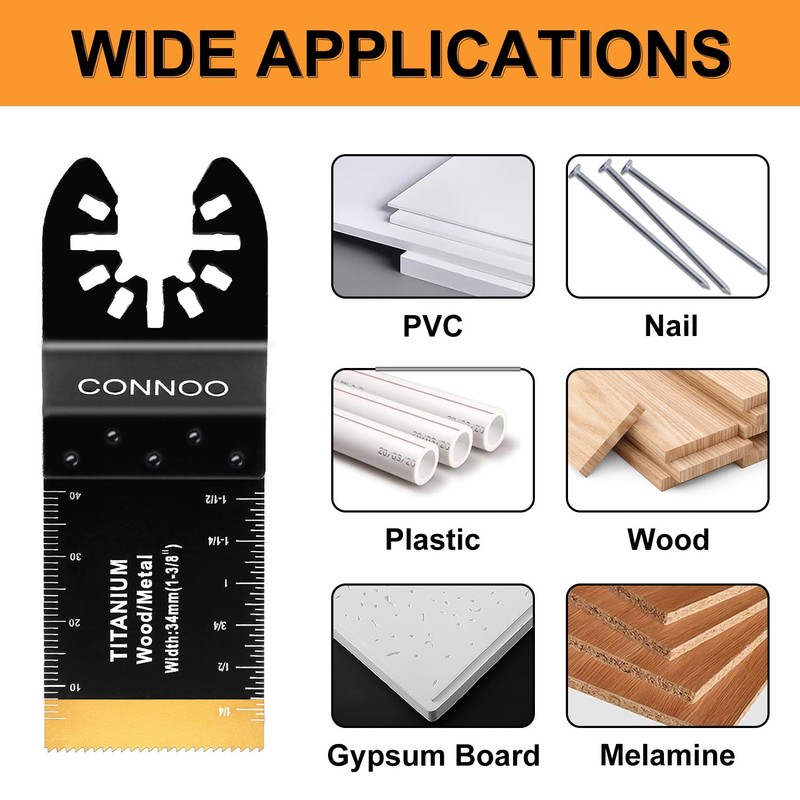 CONNOO 120 Pack Oscillating Saw Blades, Multitool Oscillating Tool Blades