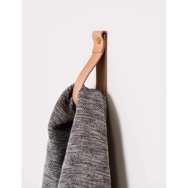 KEYAIIRA - Medium Leather Wall Hook, wall hanging strap towel hook for wall leather loop strap for scarf storage boat paddle holder minimal towel bar rack storage