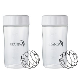 ELANDA Protein Shaker Bottle with Blenderball, 16.9 fl oz (500 ml), White, BPA-Free, Simple (Set of 2)
