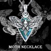 CUPENDA Moth Necklace Sterling Silver Death Skull Moth Pendant Necklace