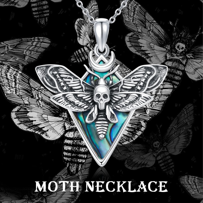 CUPENDA Moth Necklace Sterling Silver Death Skull Moth Pendant Necklace