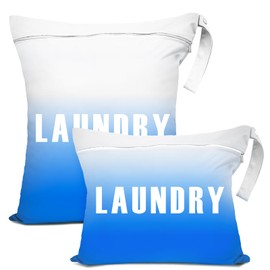 2 Pcs Large Travel Laundry Bag Waterproof Wet Dry Bag Washable Dirty Clothes Bag Bathing Suit Workout Bag for Gym Clothes Laundry Wet Clothes Swimming Yoga (Blue)