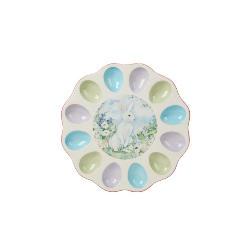 Certified International Easter Morning Round Deviled Egg Plate