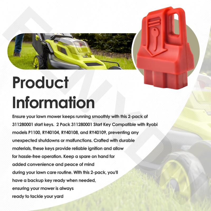 FENXDN 2 Pack 311280001 Start Key Compatible with Ryobi 40V