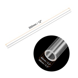 Rebower Plastic Pipe Rigid Polycarbonate Round Tube Clear, [for Lighting, Models, Water Plumbing] - 0.2x0.3"(6x8mm), 12"(300mm) Length/Transparent / 2 Pcs
