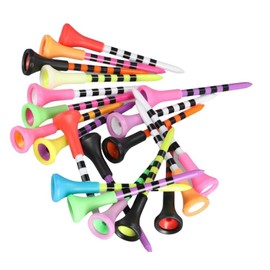 Amaezorx 20pcs Plastic Golf Tees with Rubber Cushion Top - Reduce Friction & Side Spin, High-Visibility Golf Simulator Tees, 2 Sizes (83mm/70mm) Random Color