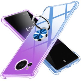 Aquos Sense7 Case with Ring Clear Transparent TPU Shockproof SH-53C SHG10 SH-M24 Cover Anti-Fingerprint 360° Rotation Yellowing Prevention Thin US Military MIL Standard Car Holder Compatible Mobile