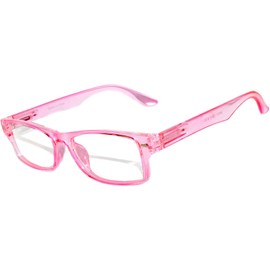 Narrow Retro Fashion Style Rectangular Pink Frame Clear Lens Eyeglasses