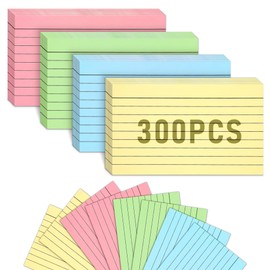 MOBYKE 300 Count Colored Index Cards, 3x5 Inches Flash Cards with Ring, Lined Notecards Ruled Study Card Flashcards Heavy Note Cards for Studying, Learning, School, College