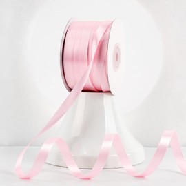 MEEDEE Light Pink Satin Ribbon 3/8 Inch Lux Double Sided Satin 100 Yards Roll Light Pink Thin Ribbon for Gift Wrapping, Party Supply, Birthday, Baby Shower, Wedding, DIY Crafts, Festival Supplies