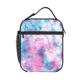PrelerDIY Pastel Tie Dye Lunch Box - Insulated Lunch Bags for Women/Men/Girls/Boys Detachable Handle Lunchbox Meal Tote Bag