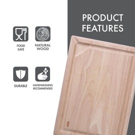 Dexas Rubberwood Pour Spout Cutting Board – 18" x 13" x 1" | Juice Groove, Easy-Pour Corner, Heavy-Duty Wood Board for Carving & Chopping