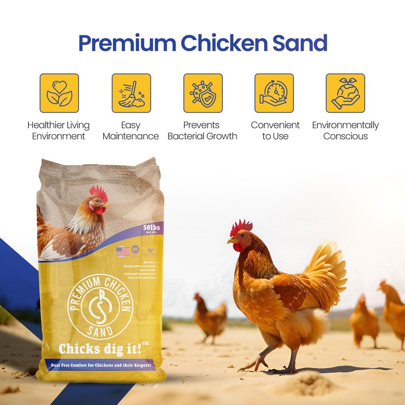 Premium Chicken Sand 50 lbs (2-Pack) – Dust-Free, Odor-Control Bedding