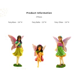PRETMANNS Fairies for Fairy Garden - Fairy Garden Ornaments, Fairy Garden Accessories - Cute Garden Fairy Figurines - Miniature Garden Fairies - Fairy Figures for Fairy Garden - 3 Piece Kit
