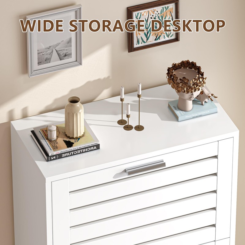 VECELO Shoe Storage Cabinet with 3 Flip Drawers, Slim Hidden