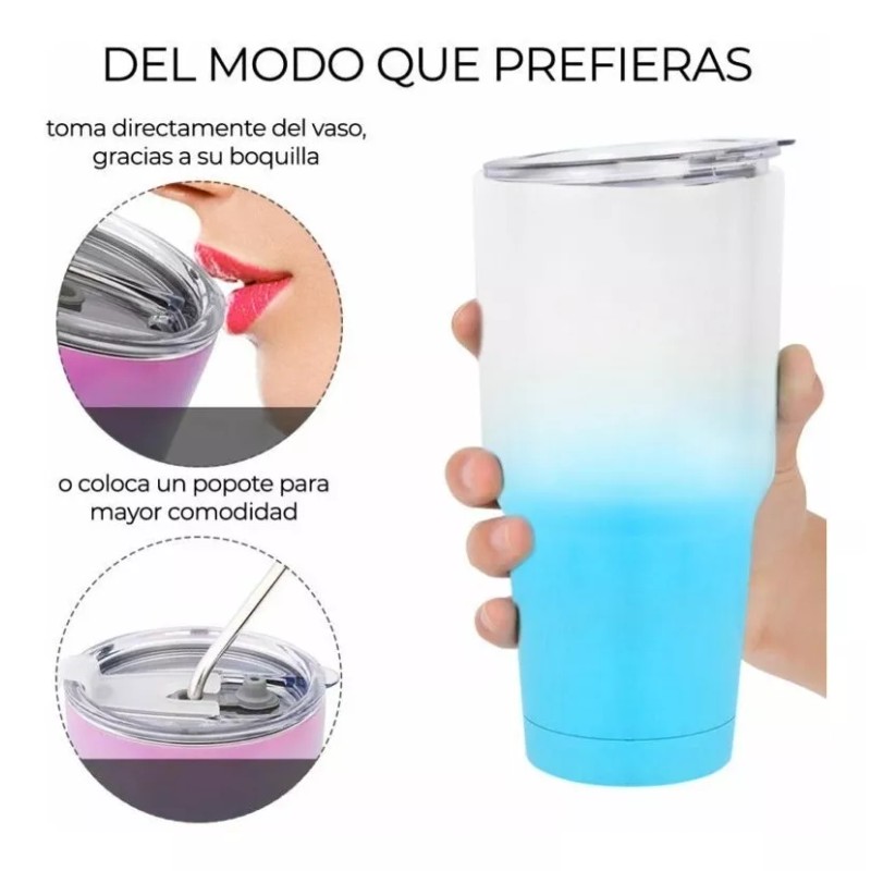 EG Vaso Tipo Termo Playero Con Tapa De 840 Ml