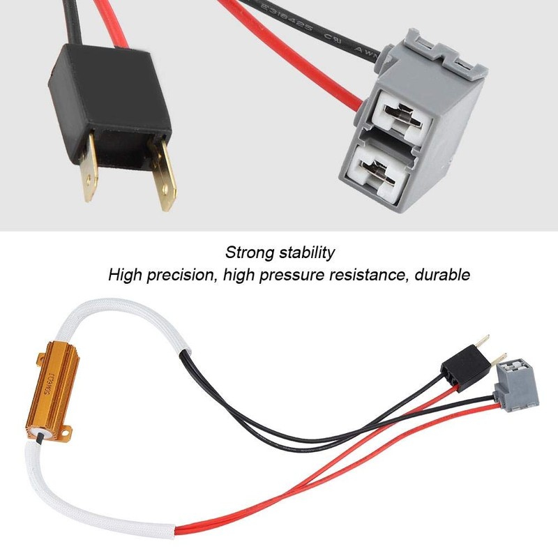 Load Resistor, 2-Piece Car LED Decoder for H7 Headlights, LED