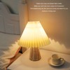 Pleated Table Lamp with Remote Control Modern Beige Fabric Shade