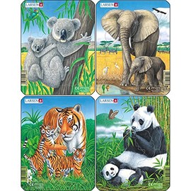 Jigsaw Puzzle Animal Puzzle 2 Years Old Educational Toy Animal Puzzle Paper Jigsaw Puzzle Learning Toddler 3 Years Old [LARSEN Koala Elephant Tiger Panda 8PCS (4 Pcs) LAV4 ]