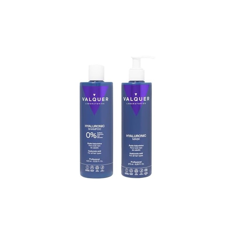 VALQUER Pack Shampoo y Mascarilla Ácido Hialurónico 400 ml +