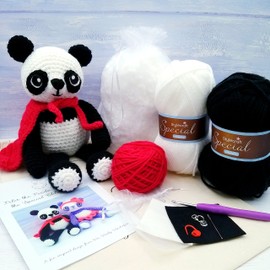 Crochet Kit Panda Luxury Crochet Craft DIY Kit (Peter the Black and White Panda)