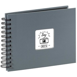 Hama Fine Art photo album, 50 black pages (25 sheets), spiral bound album 24 x 17 cm, with cut-out window, grey