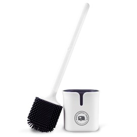 Unique Compact Silicone RV Toilet Bowl Brush with Wall-Mounted No-Drip Holder