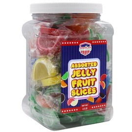 American Best Food Assorted Jelly Fruit Slice Gummy Candy, Individually Wrapped, (2 LB) Jar