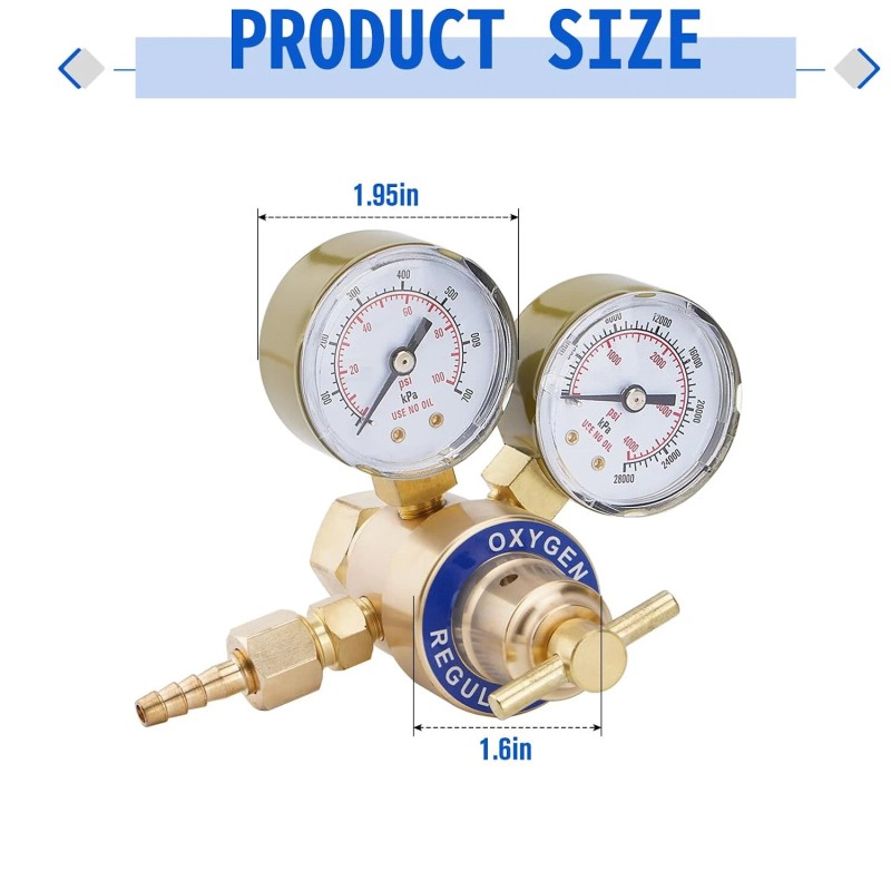 SPARKWHIZ Oxygen and Acetylene Regulators Set with Dual Gauge, CGA200