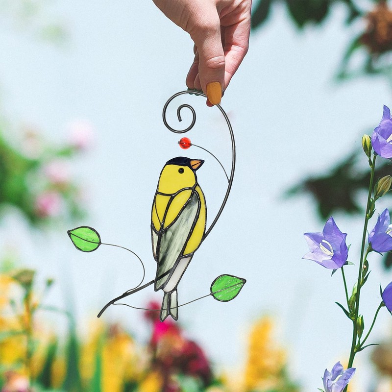 Cute Birds Sun Catcher Bird Stained Glass Window Hangings for