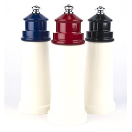 Fletchers' Mill Lighthouse Pepper Mill, White/Red - 6 Inch, Adjustable Coarseness Fine to Coarse, MADE IN U.S.A.