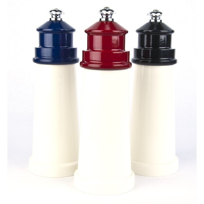 Fletchers' Mill Lighthouse Pepper Mill, White/Red - 6 Inch, Adjustable